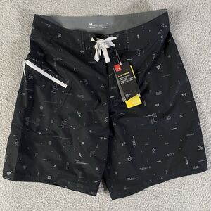 Under Armour Storm Board Shorts Mens 32 Black Loose Heatgear UPF 40 Swim Trunks
